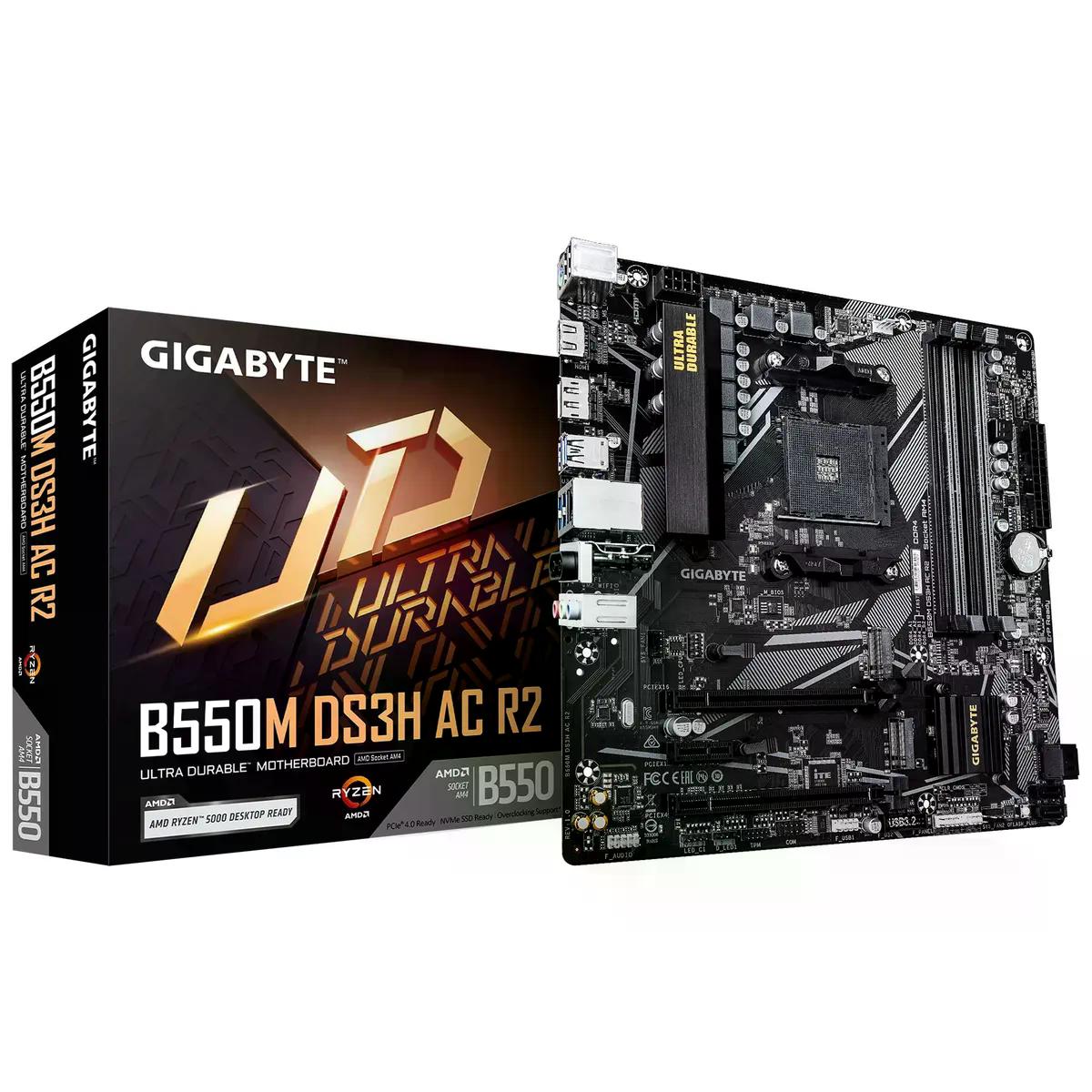 TARJETA MADRE GIGABYTE B550M DS3H AC MICRO ATX SOCKET AM4 AMD B550 128GB DDR4